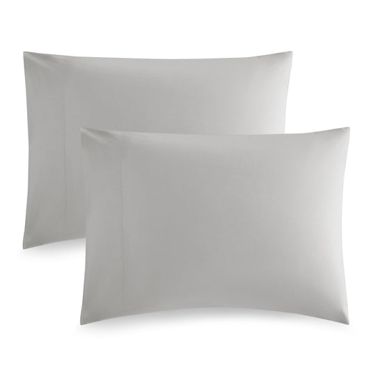 Cotton Pillow Cases Standard Size, Grey Pillow Cases Set of 2, 200 Thread Count 100% Washed Cotton Pillowcases, Soft and Breathable, Envelope Closure, 20x30 Inches